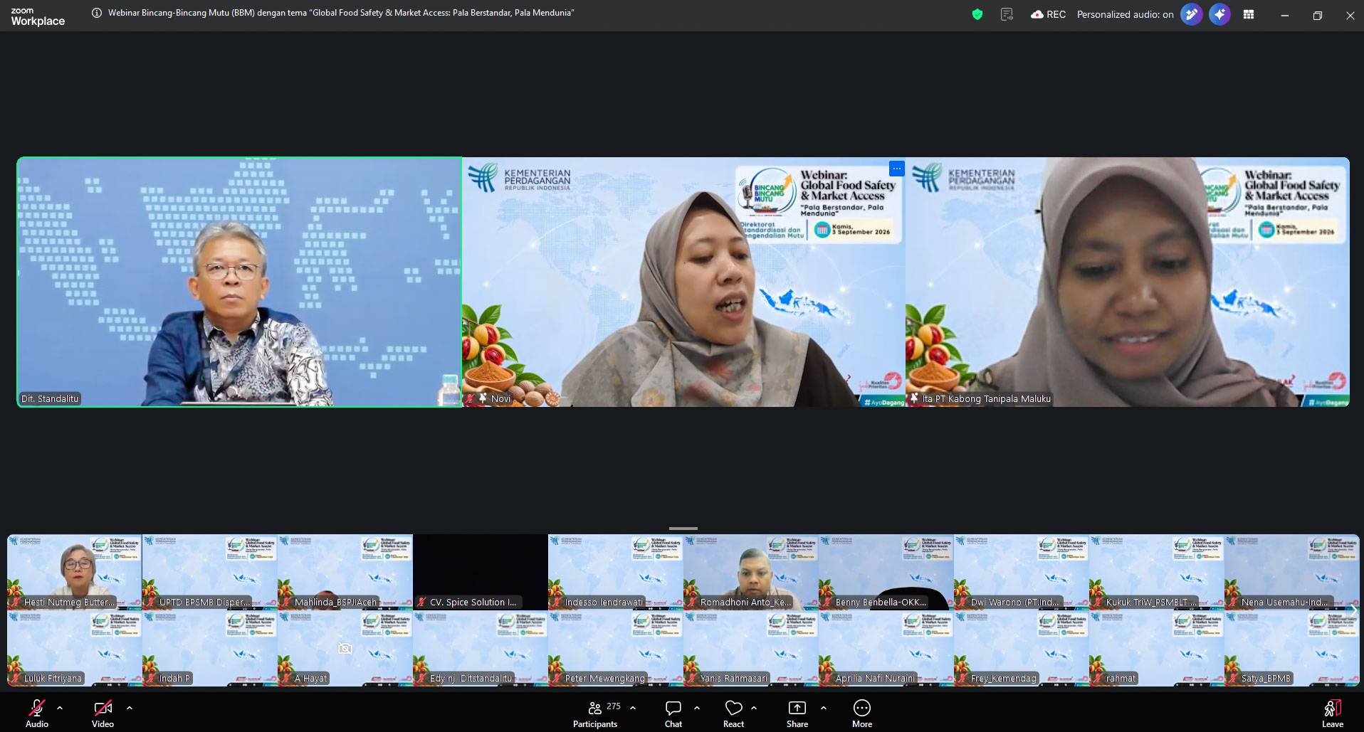Webinar Bincang-Bincang Mutu (BBM) “Global Food Safety & Market Access: Pala Berstandar Pala Mendunia”